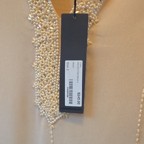 Elegant Peach Tunic with Pearl And Rinestone Accents - Picture 3 of 12